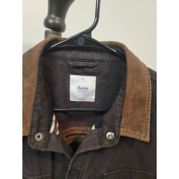 Katin Campbell Shirt Jacket Men’s Size Large Brown Color Blanket Lined Preowned - Picture 3 of 7